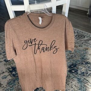 Bella Canvas Brown 'give thanks' Script Tee